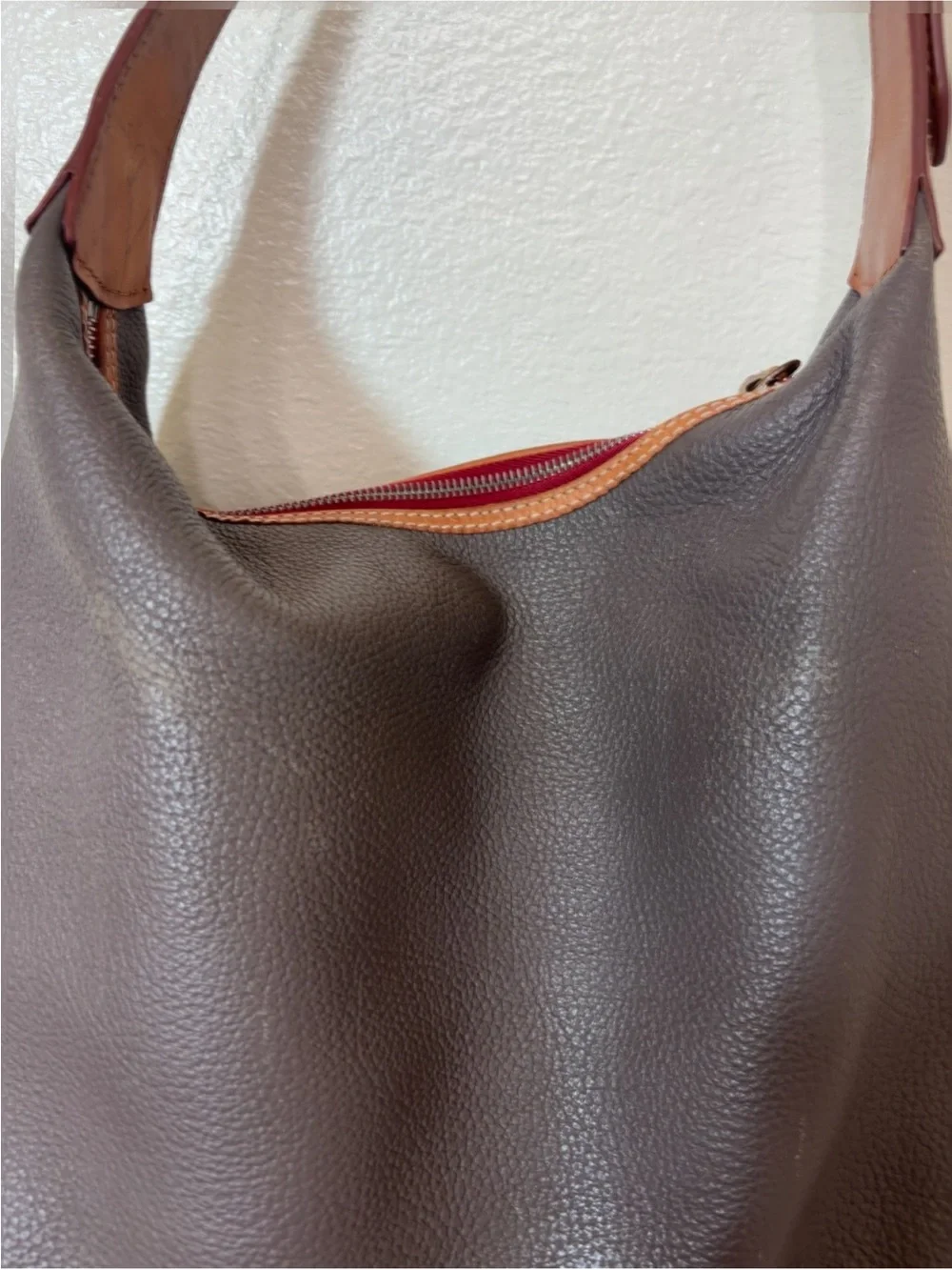 Dooney & Bourke gray and Tan Leather Hobo Bag